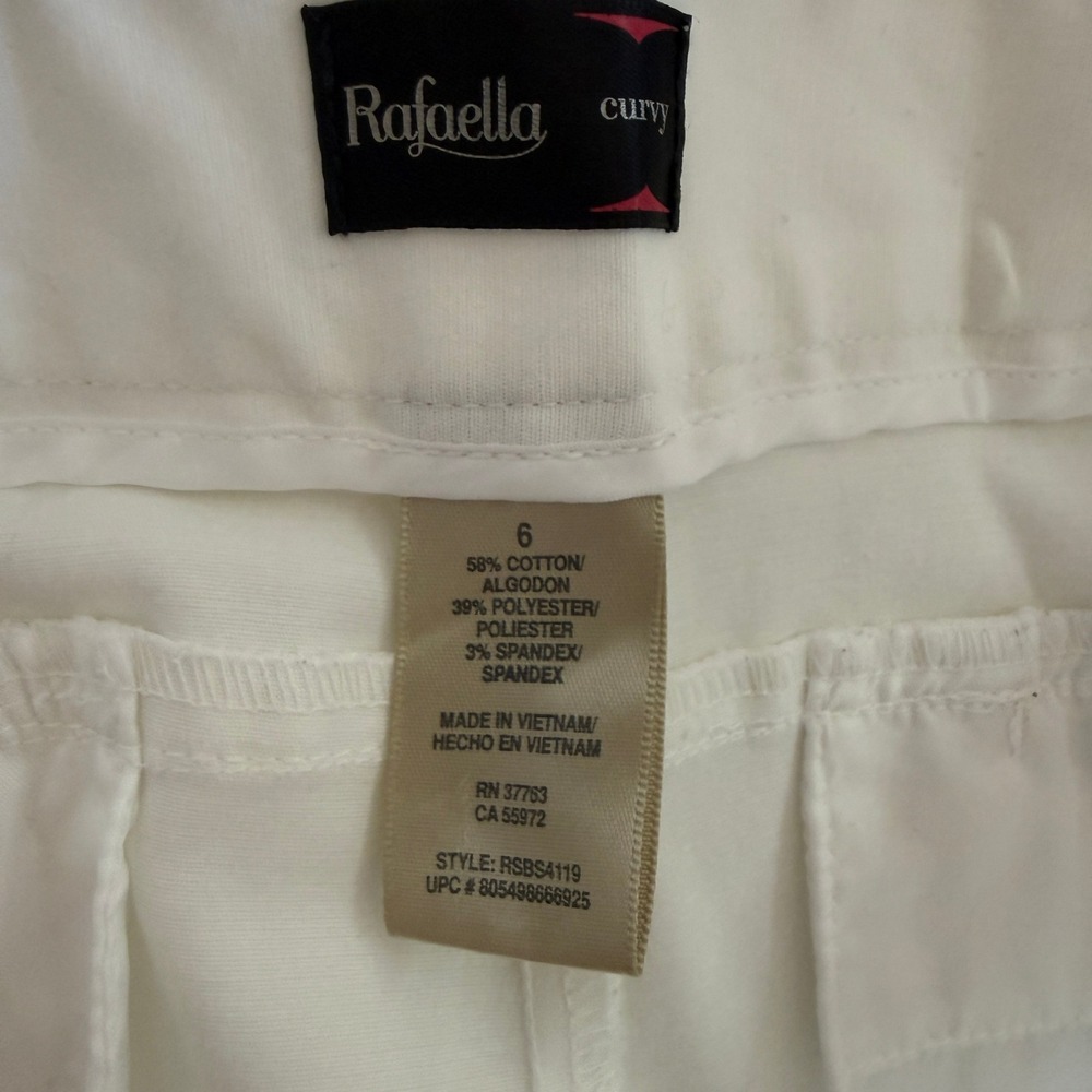 Rafaella Curvy White Capris Pants Cropped Capri Cropped Pants Size 6 - Picture 6 of 8